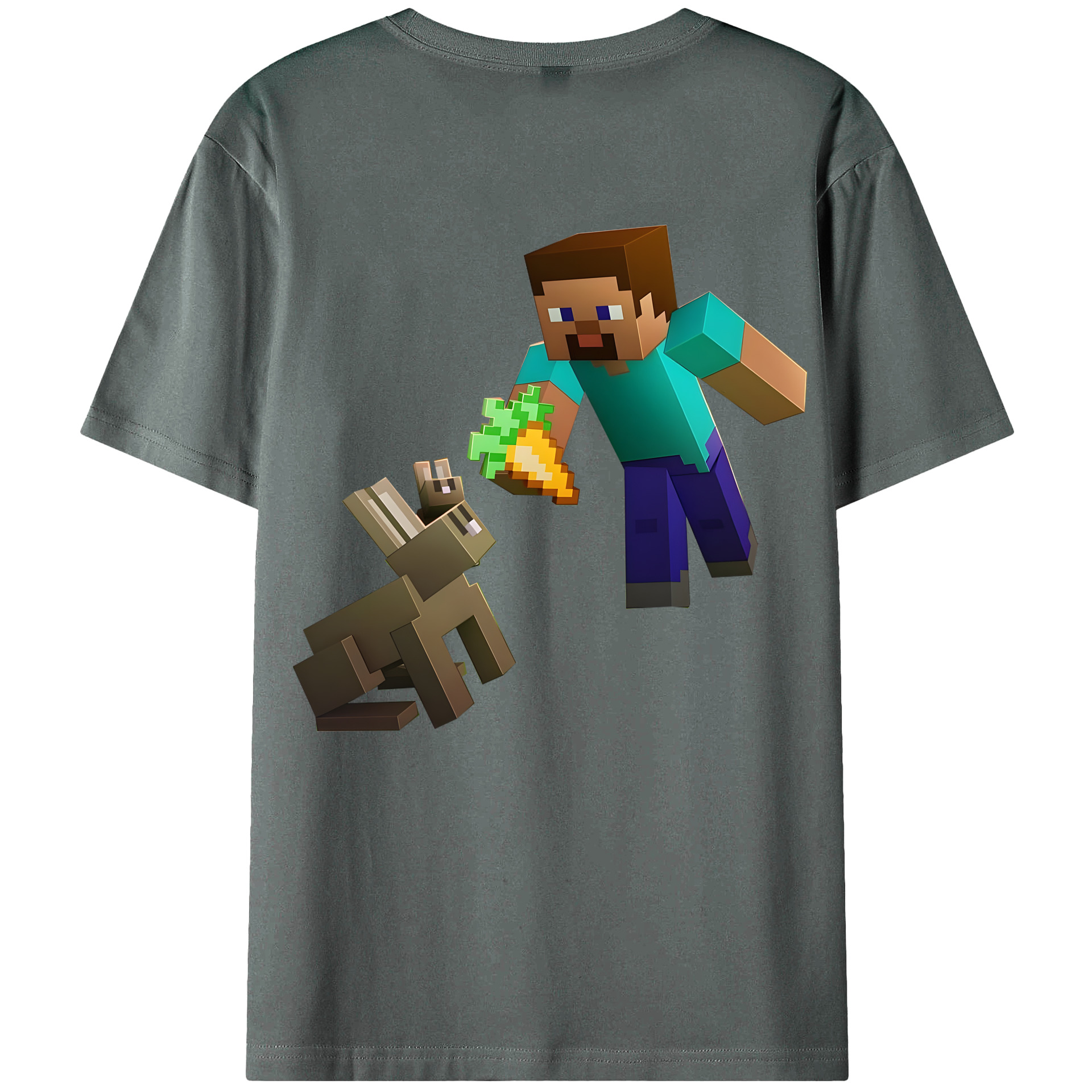 （画像用） マインクラフト ブロックの世界 Minecraft MC Block world 綿100％ メンズ半袖Tシャツ（バックプリント） 通気性
